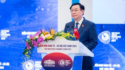 Ủy viên Bộ Chính trị, Chủ tịch Quốc hội Vương Đình Huệ phát biểu bế mạc Diễn đàn Kinh tế - Xã hội năm 2023